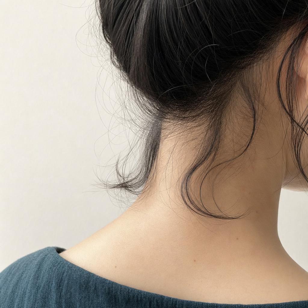 襟足と顔まわりだけくせが強く出ている髪質